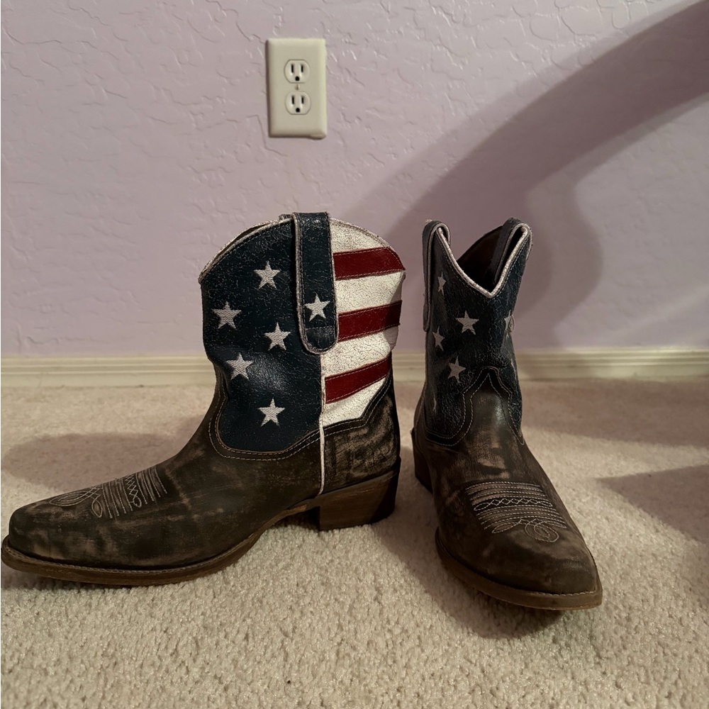 American Flag Roper Cowboy Boots